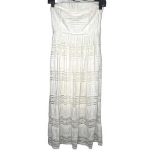 4.collective Anthropologie White Lace Strapless MIDI Dress Sz 0